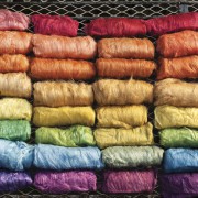 silk types (bombyx, eri, muga, tussah) showing different natural dyes